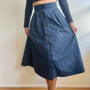 Japanese midi length navy twill skirt